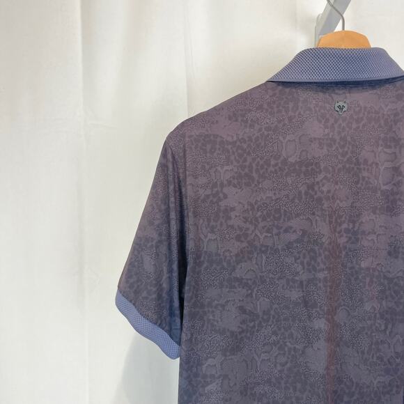 GREYSON Polo Shirt Short Sleeve Animal Print Snakeskin Patterned Gray Size S - Picture 7 of 8